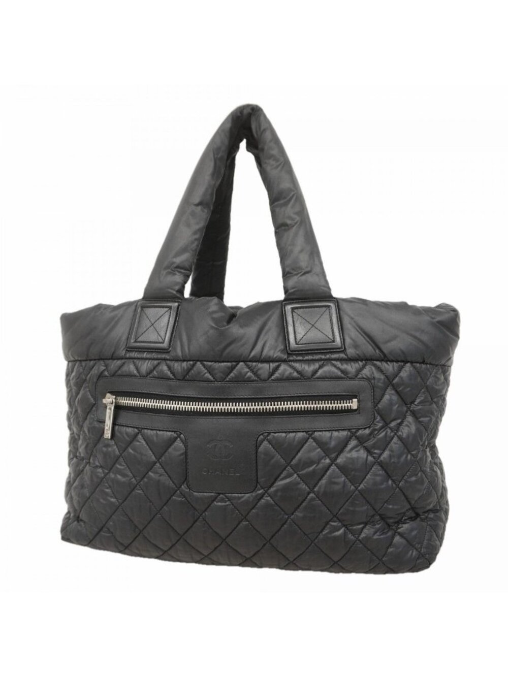 Chanel Tote Coco Cocoon Nylon Black Silver